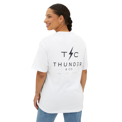 Thunder & Co. Boxy Tee — Minimal Lightning Logo Oversized T-Shirt