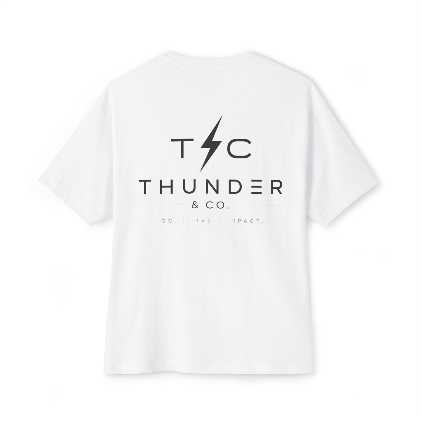 Thunder & Co. Boxy Tee — Minimal Lightning Logo Oversized T-Shirt