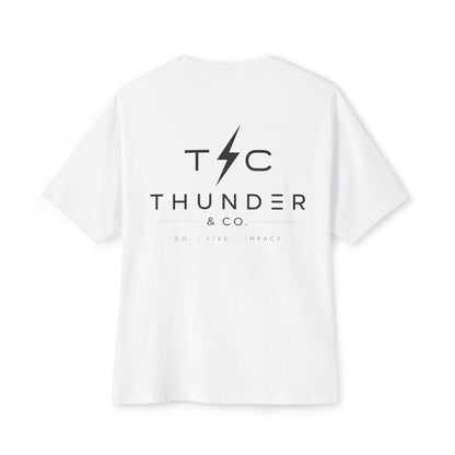 Thunder & Co. Boxy Tee — Minimal Lightning Logo Oversized T-Shirt